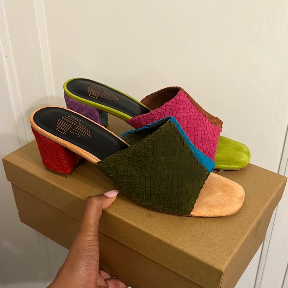 Charlotte Stone Nassau Multicolor Woven Women's Heels 10